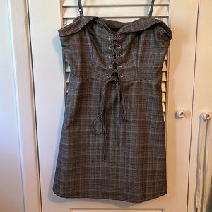 Plaid tie corset Urban outfitters dress